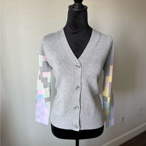 NWT 27 Miles Elegant Gray Women's Cardigan with Pastel Accents